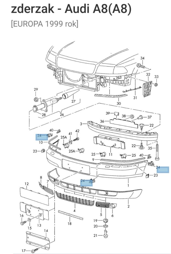 4D0807249C Chrome Clip Audi A8 D2 - 1 piece. - Image 2